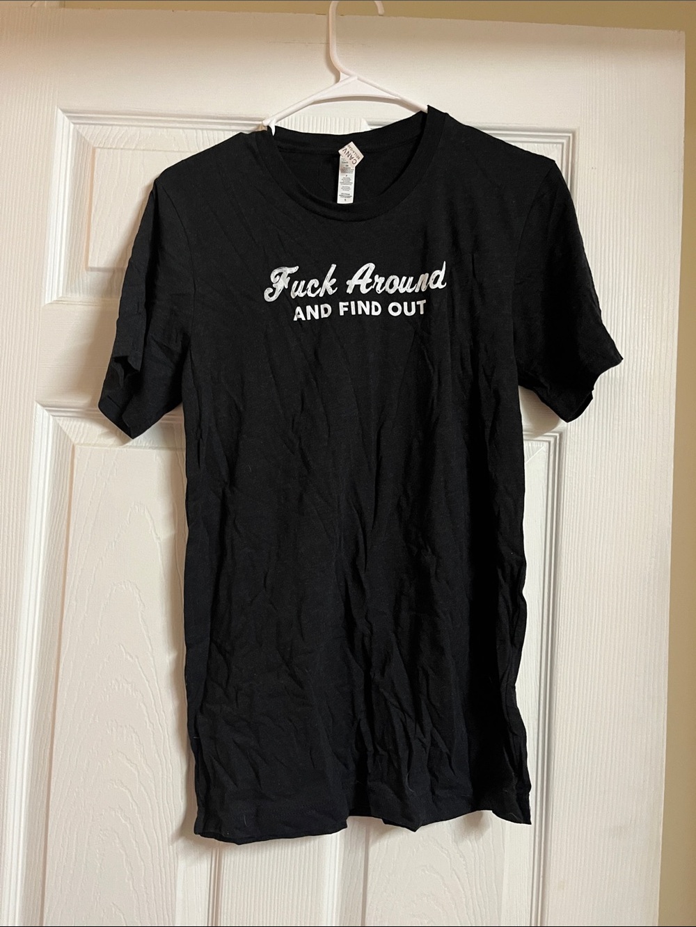 Black Graphic Men’s Tee with White Script